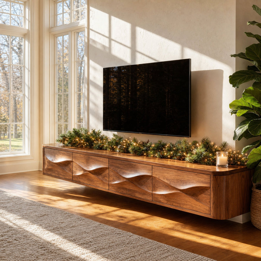 Modern Floating TV Console For Holiday Decor