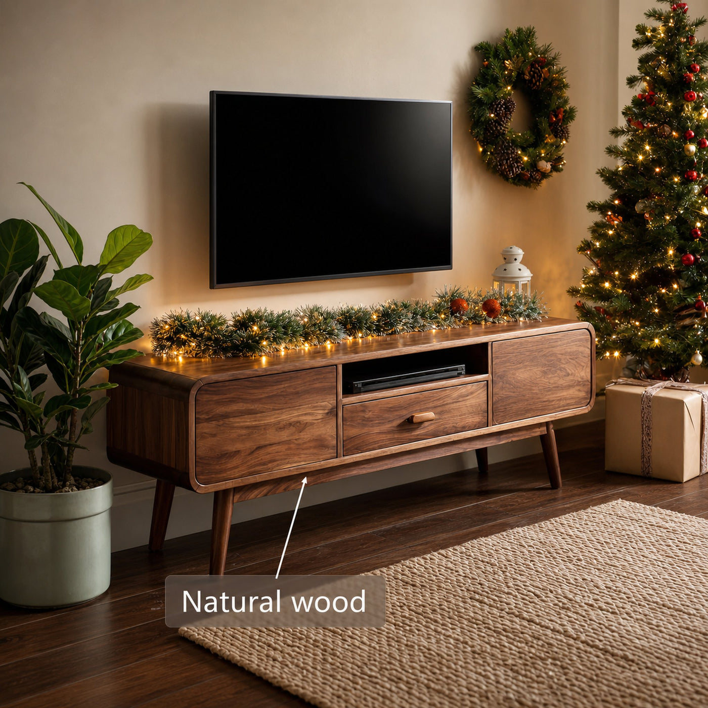 Modern Floating TV Console With Rounded Edge For Holiday - product view 6