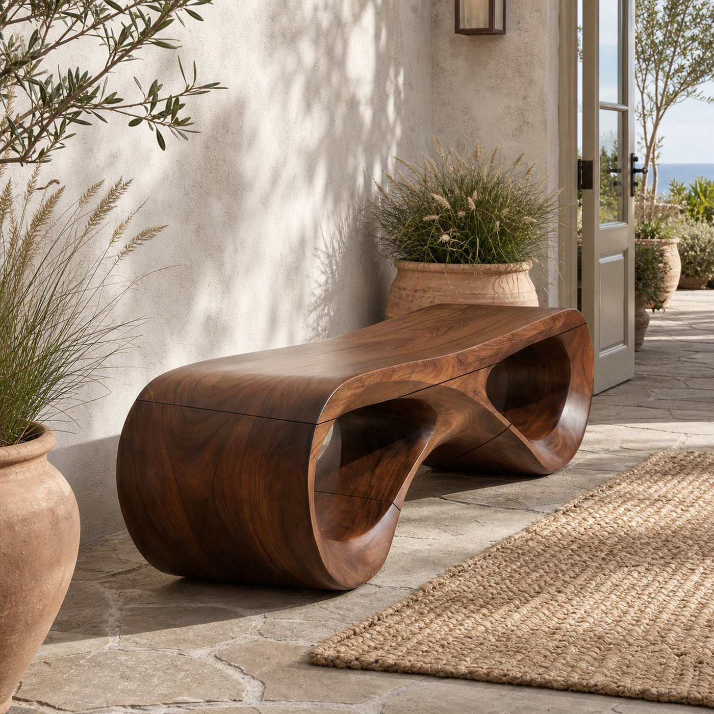 Modern Infinity Loop Bench For Living Room Interior