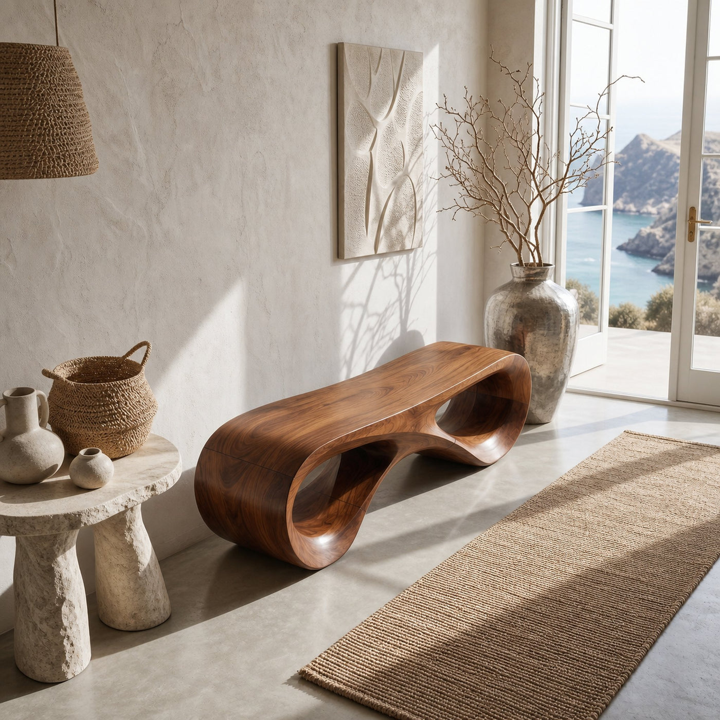 Modern Infinity Loop Bench For Living Room Interior - product view 2