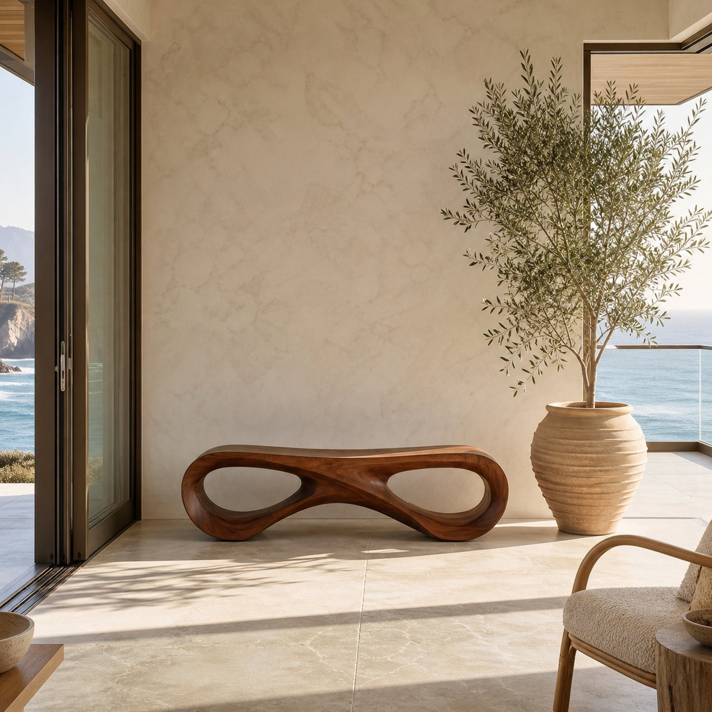Modern Infinity Loop Bench For Living Room Interior - product view 3