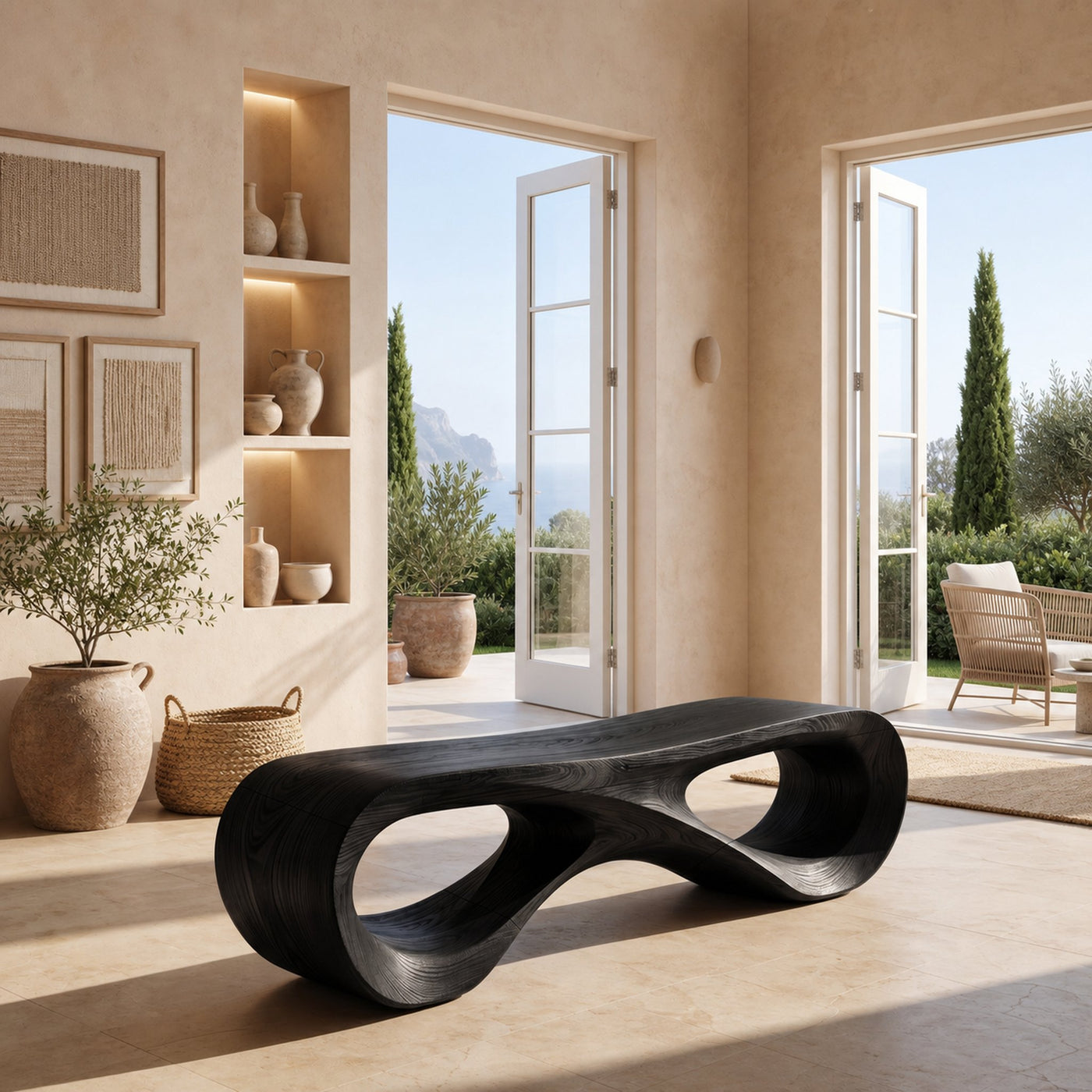 Modern Infinity Loop Bench For Living Room Interior - product view 4
