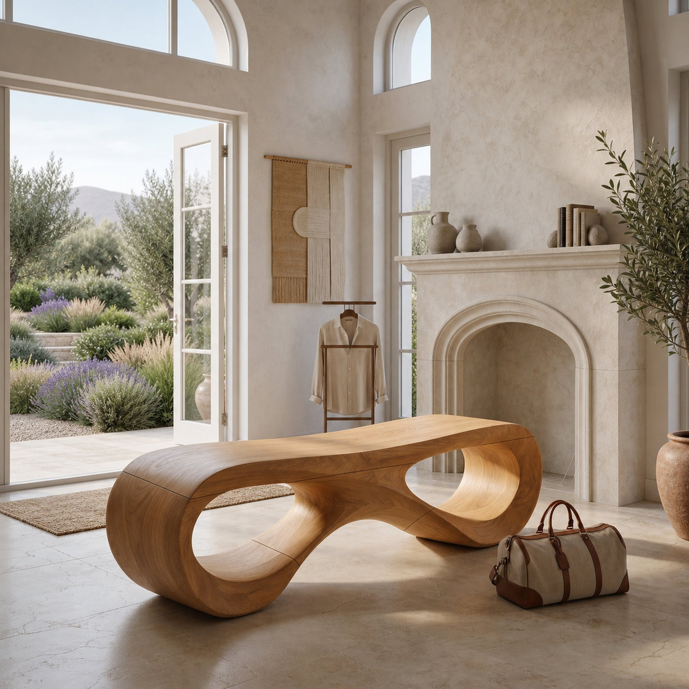 Modern Infinity Loop Bench For Living Room Interior - product view 5