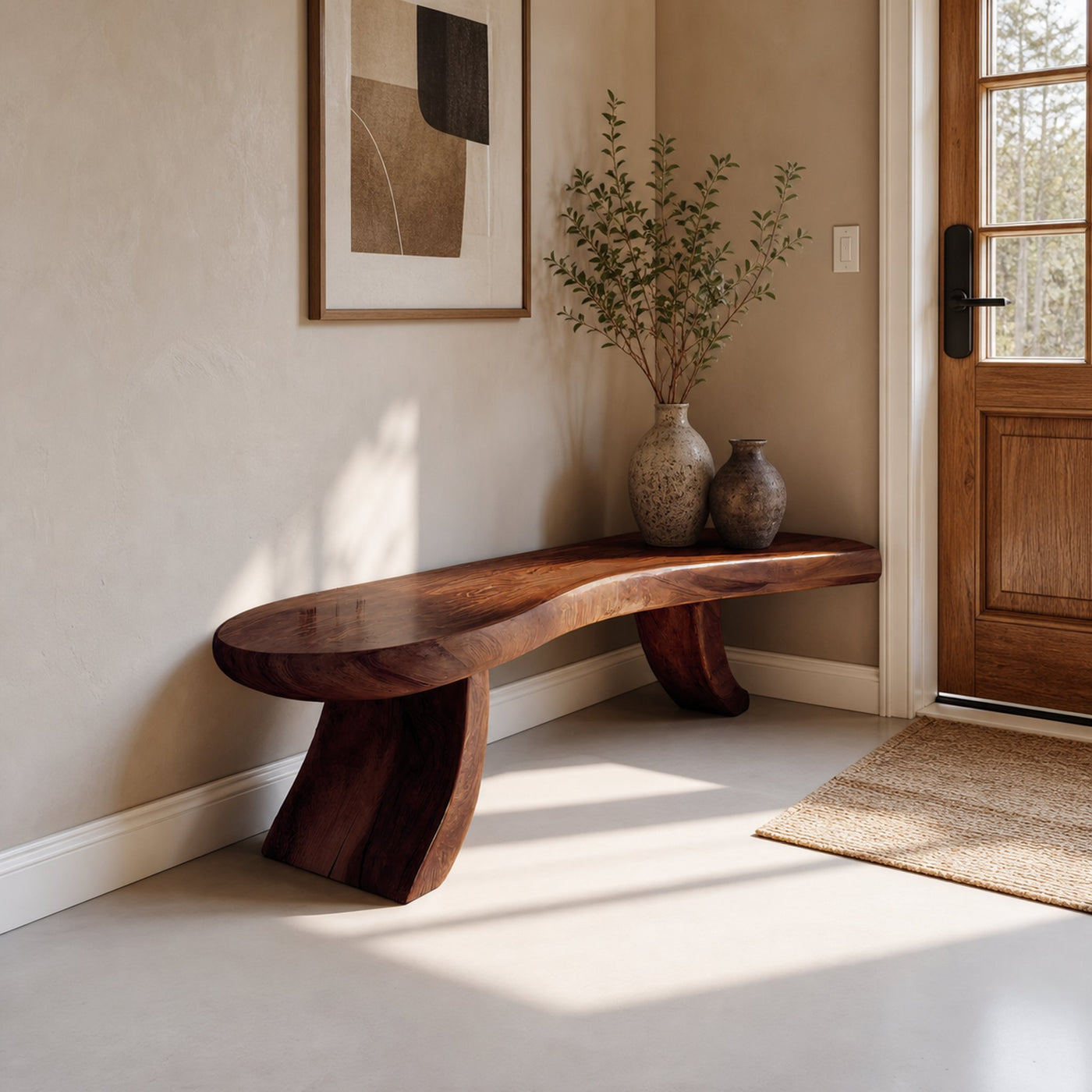 Modern Live Edge Entryway Bench For Minimalist Home Decor - product view 7
