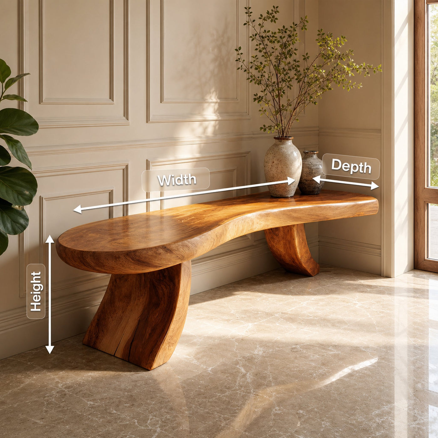 Modern Live Edge Entryway Bench For Minimalist Home Decor - product view 8