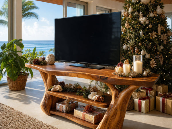 Modern Live Edge Entryway TV Stand For Cozy Christmas Decor