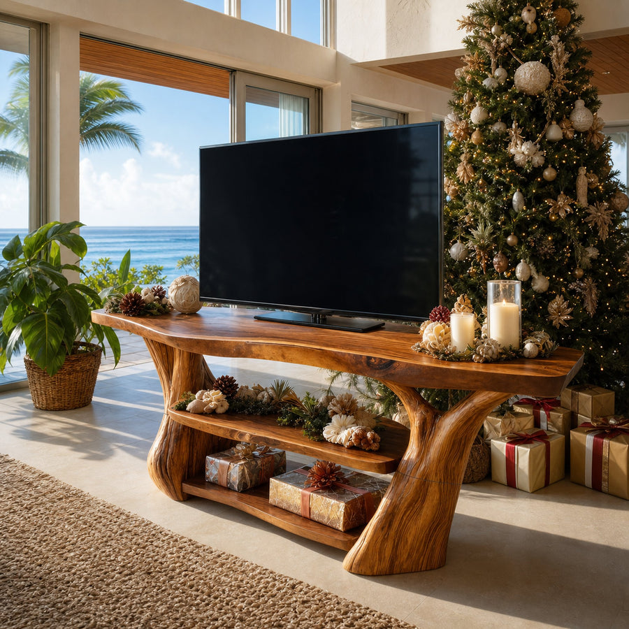 Modern Live Edge Entryway TV Stand For Cozy Christmas Decor