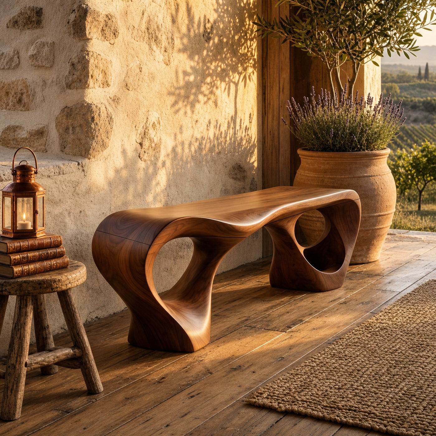 Modern Looped Frame Bench For Hallway Interior Space