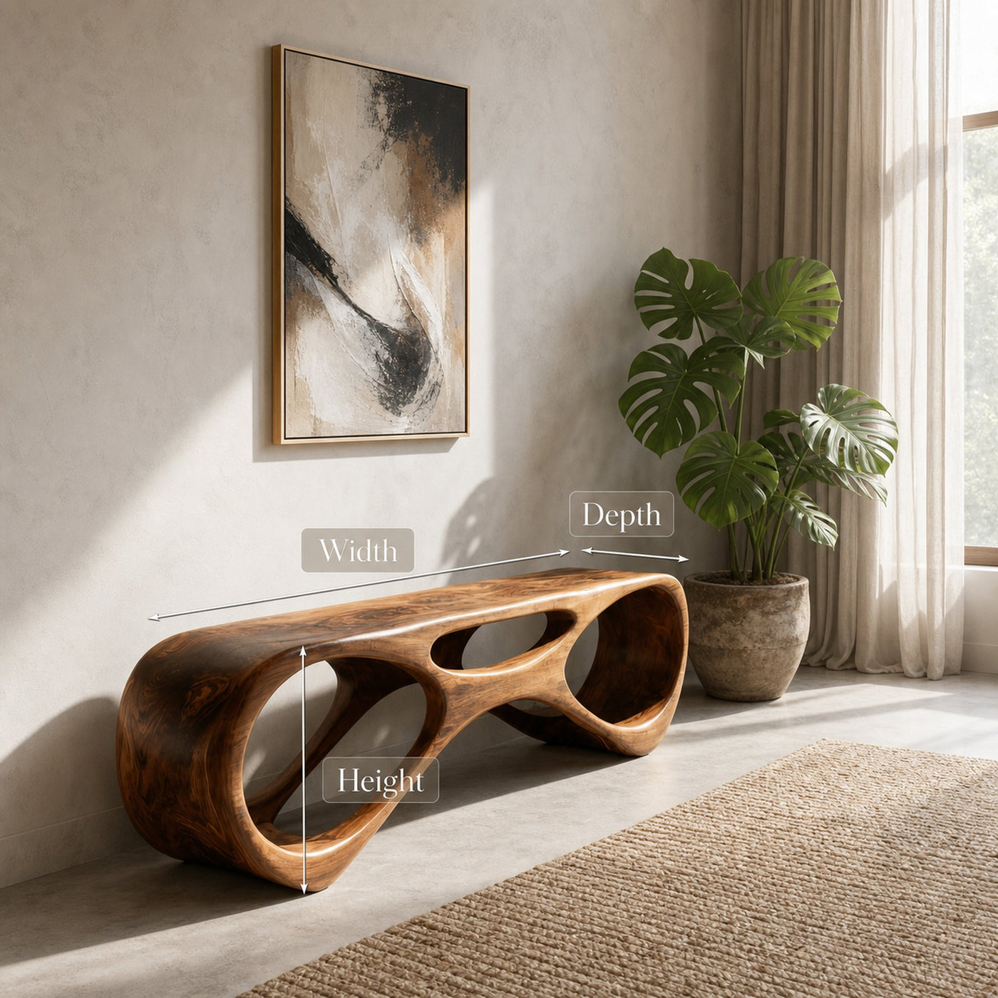 Modern Organic Bench For Entryway Or Furniture Hallway - product view 7