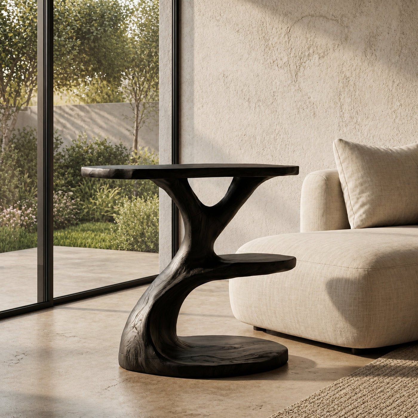 Modern Organic Side Table With Multi Level Wood Shelves For Living Room And Bedroom - product view 4