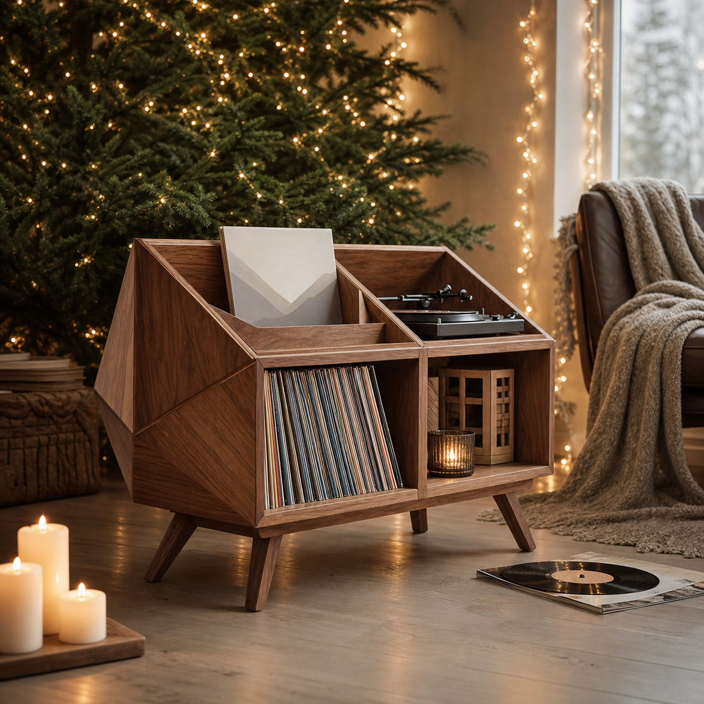 Modern Record Stand For Living Room Vinyl Storage Christmas - product view 6