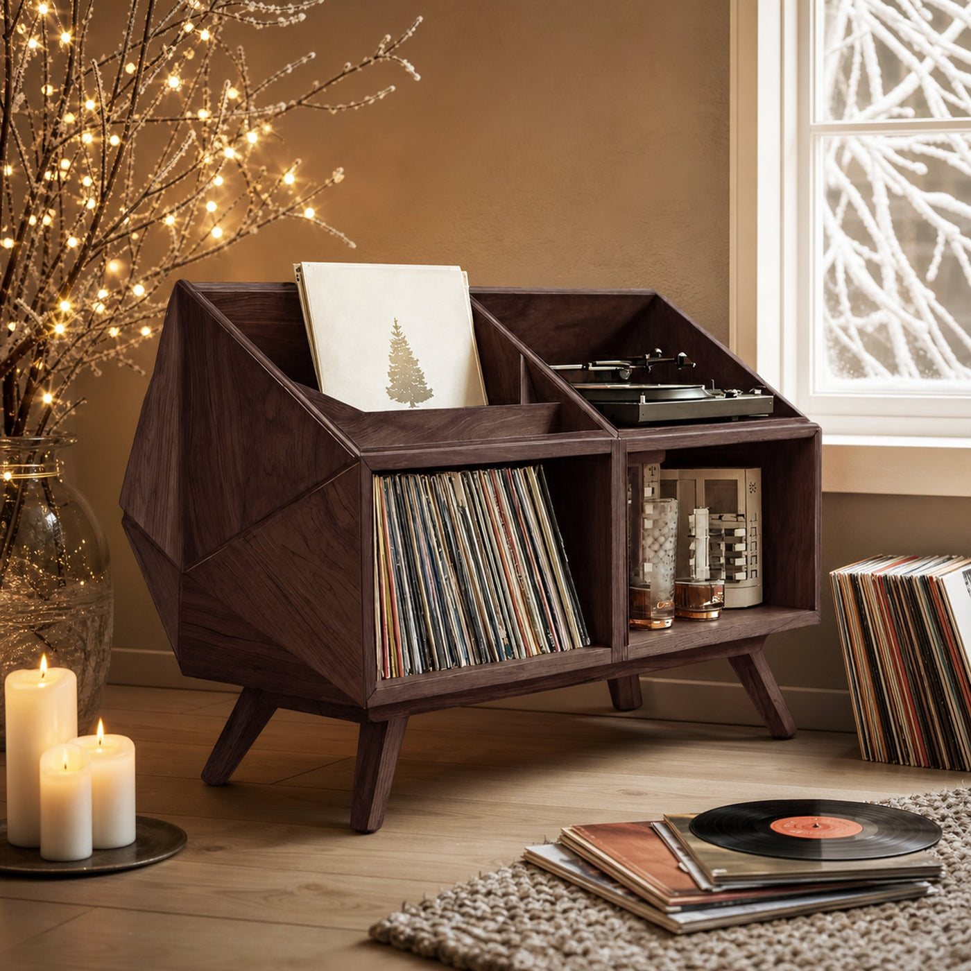 Modern Record Stand For Living Room Vinyl Storage Christmas - product view 7