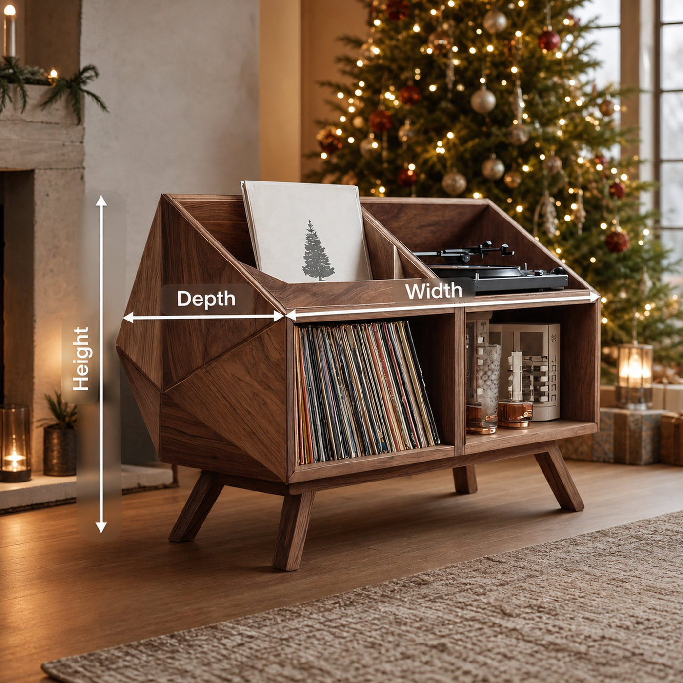 Modern Record Stand For Living Room Vinyl Storage Christmas - product view 8