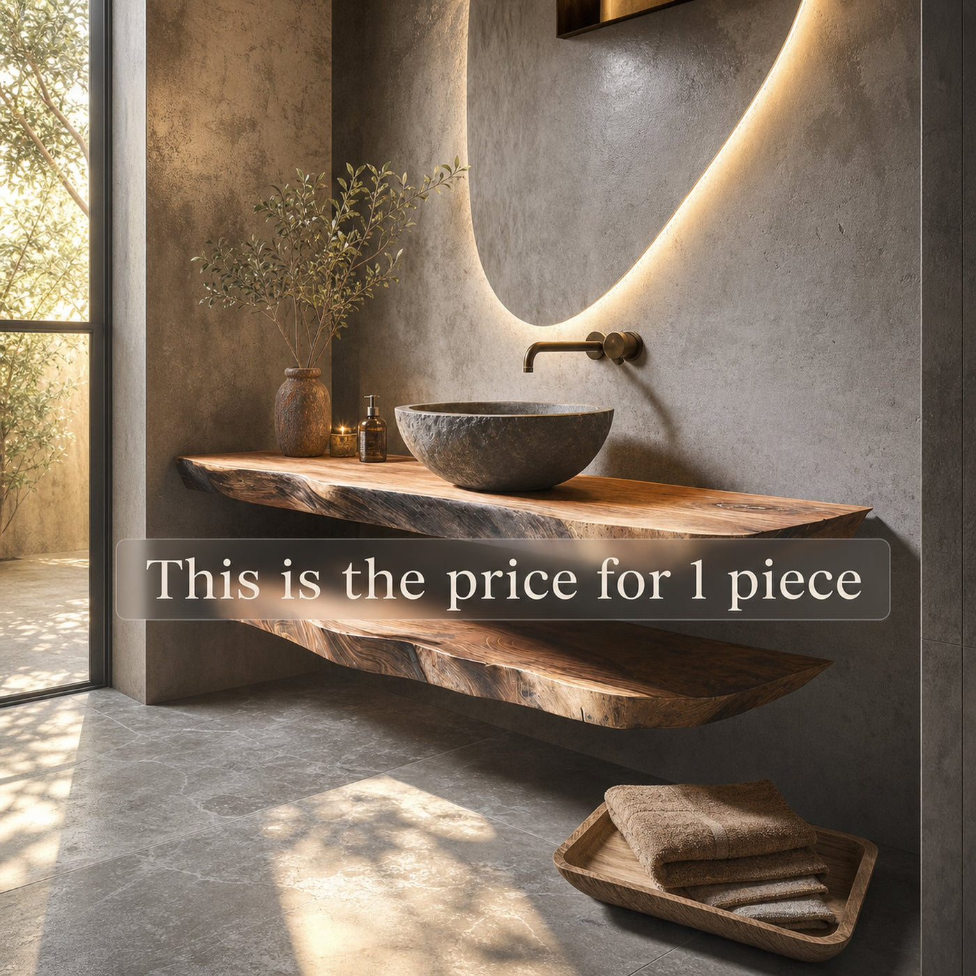 Modern Rustic Bathroom Vanity Wall Floating Wood Counter - product view 3