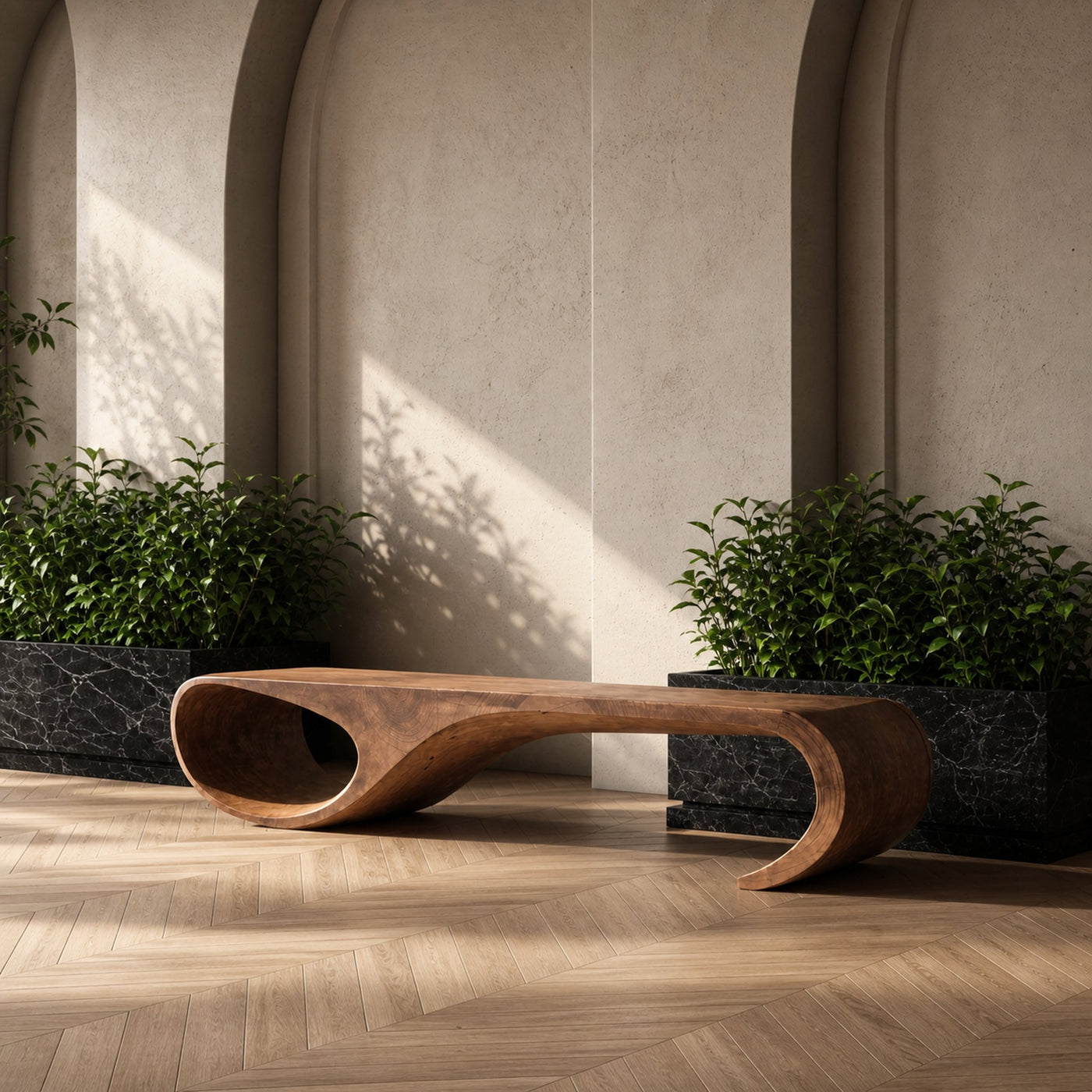Modern Sculptural Bench For Entryway And Living Room Decor - product view 6