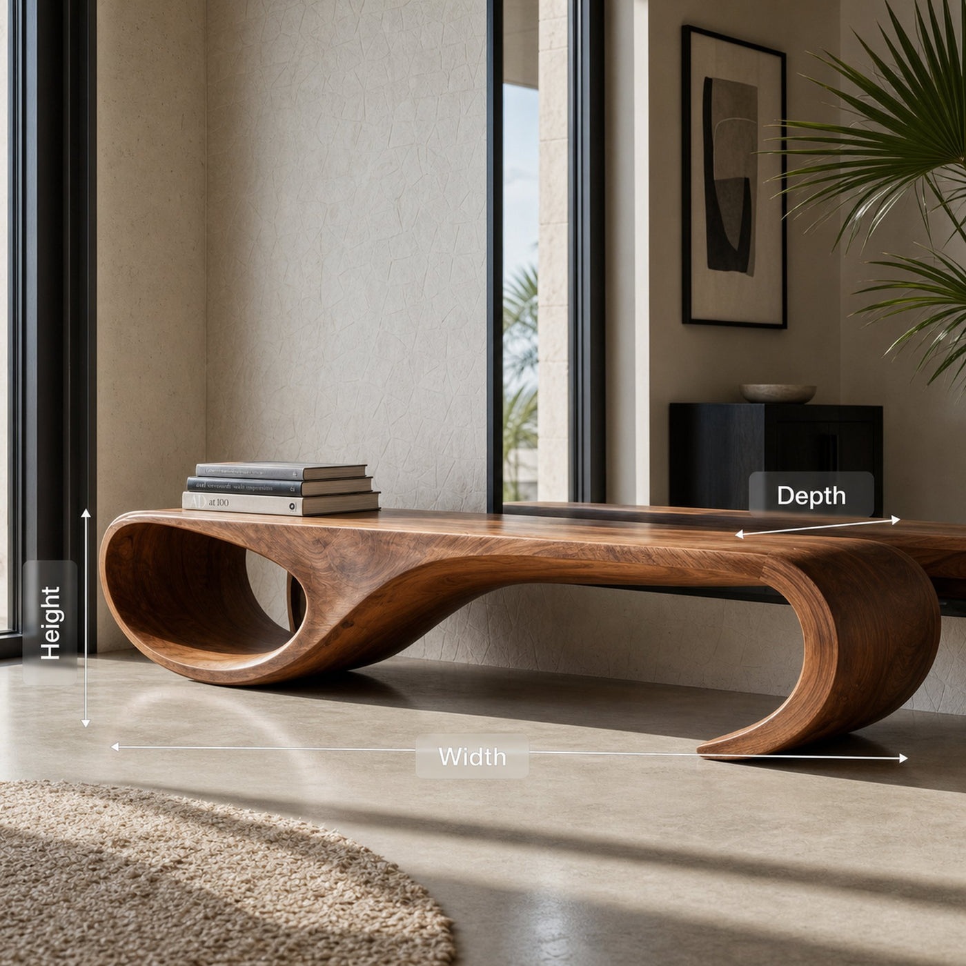 Modern Sculptural Bench For Entryway And Living Room Decor - product view 8