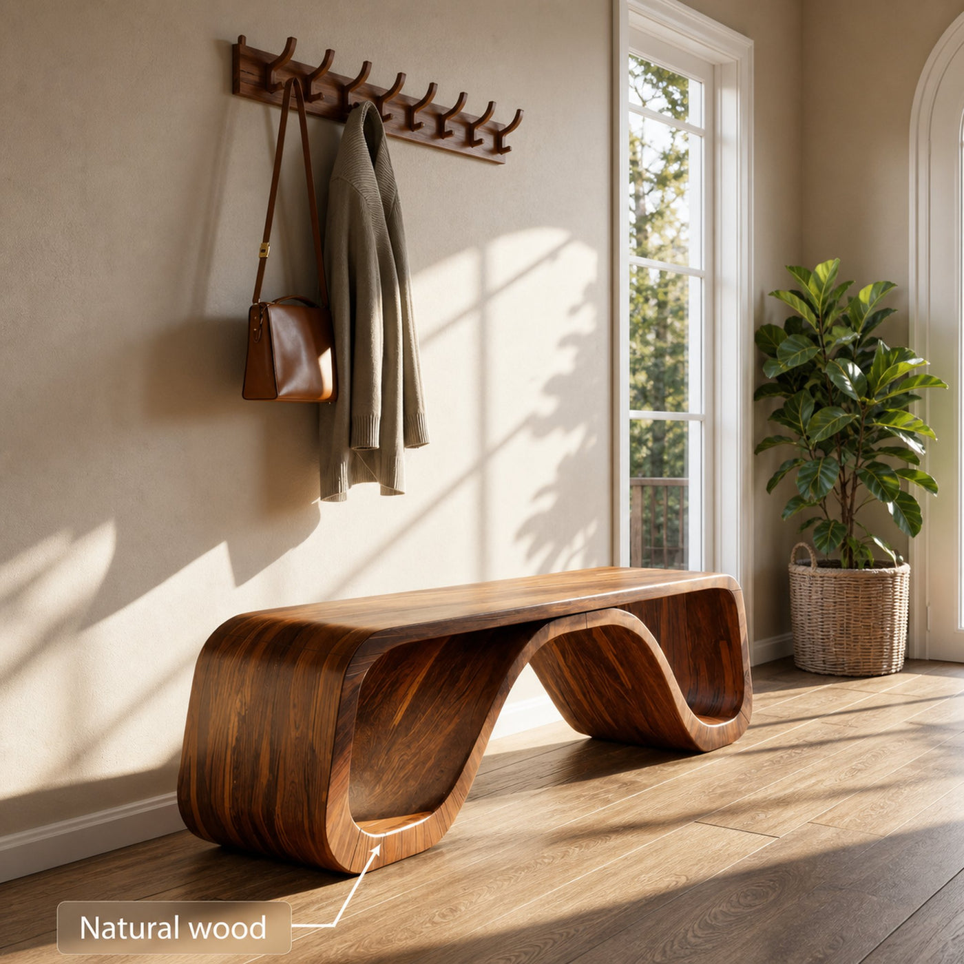 Modern Sculptural Bench With Curved Design For Hallway - product view 6