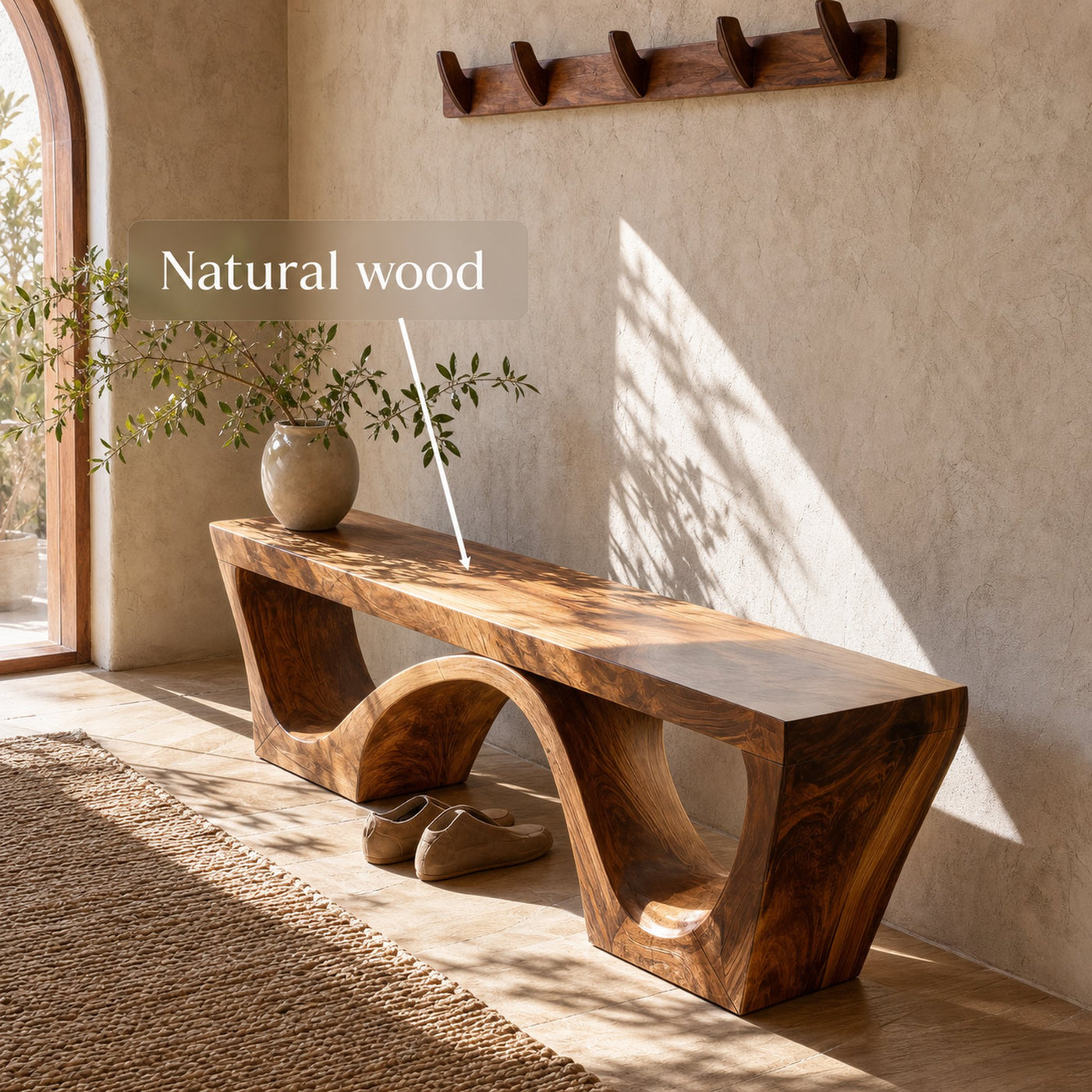 Modern Sculptural Bench With Organic Curves For Living Room - product view 6