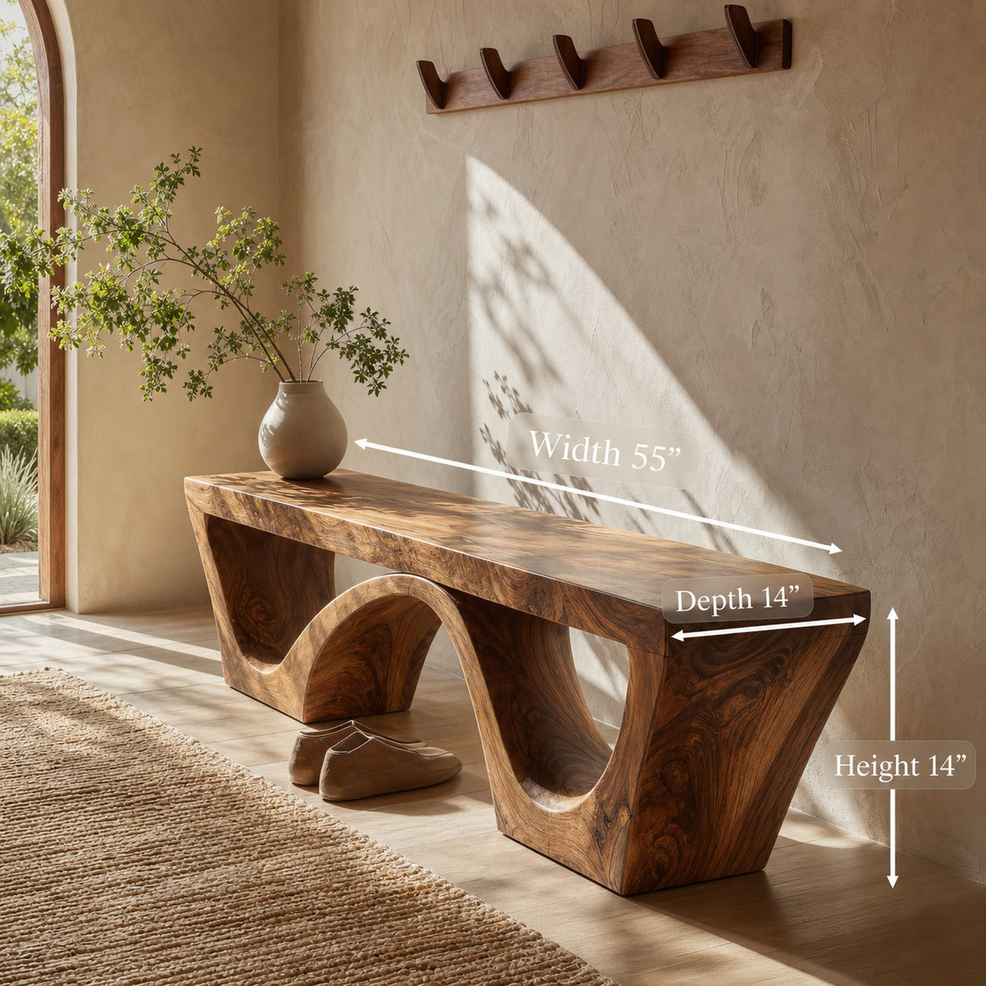 Modern Sculptural Bench With Organic Curves For Living Room - product view 7