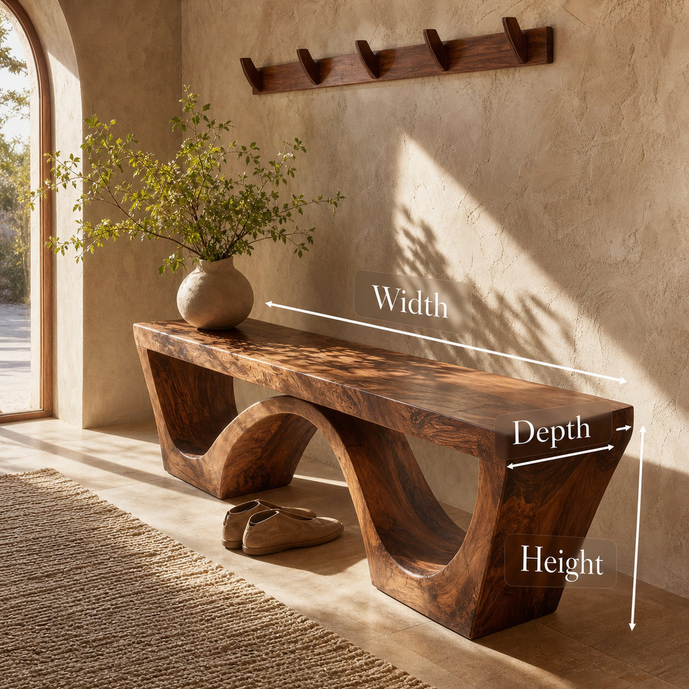 Modern Sculptural Bench With Organic Curves For Living Room - product view 9