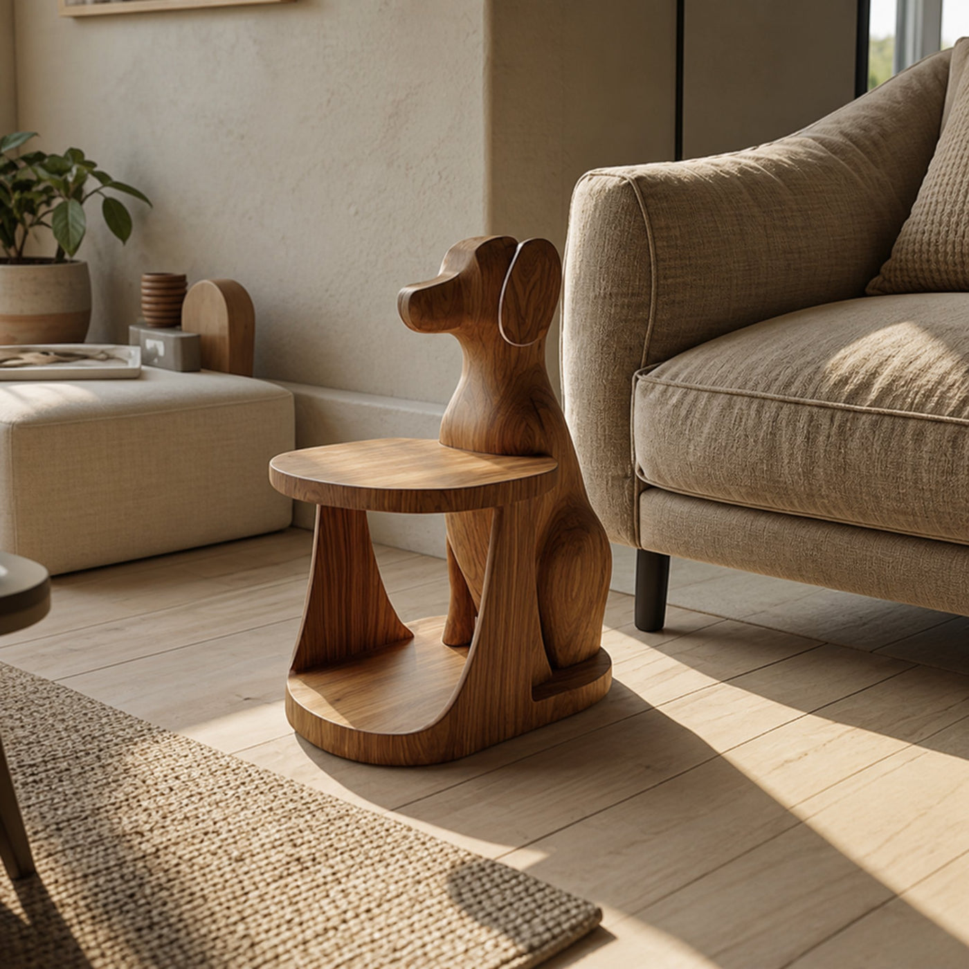 Modern Sculptural Dog Side Table For Living Room And Bedroom