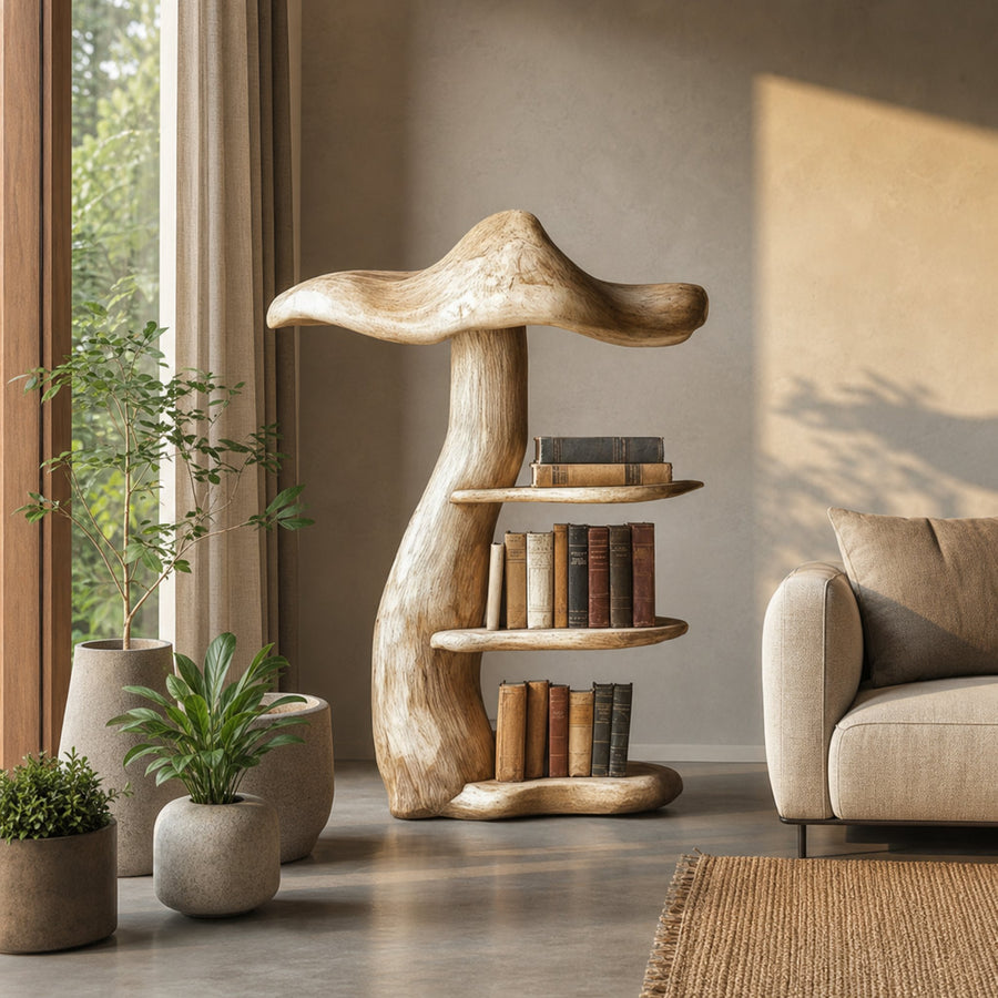 Modern Sculptural Mushroom Shelf For Living Room And Interior Decor