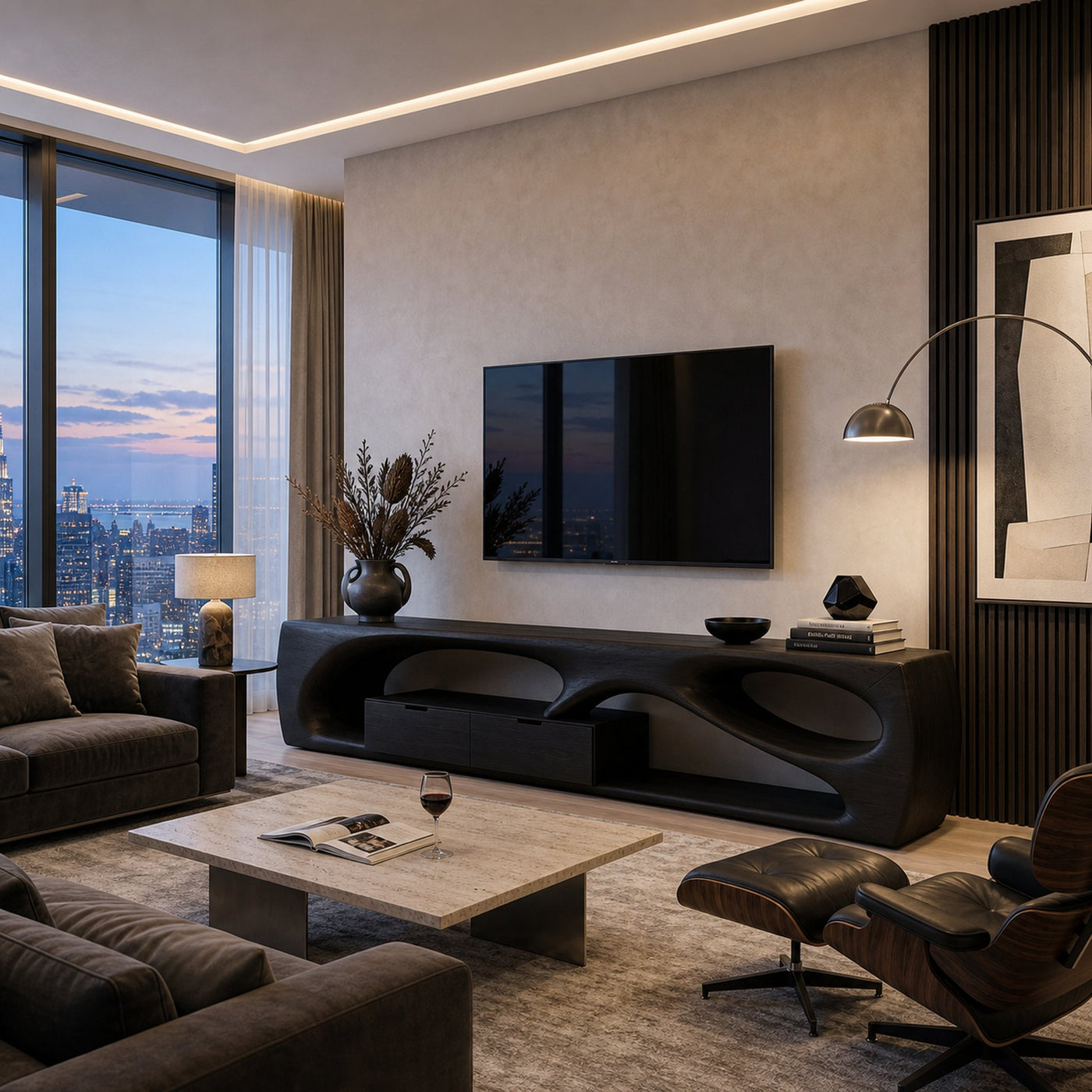 Modern Sculptural TV Console For Holiday Decoration - product view 4