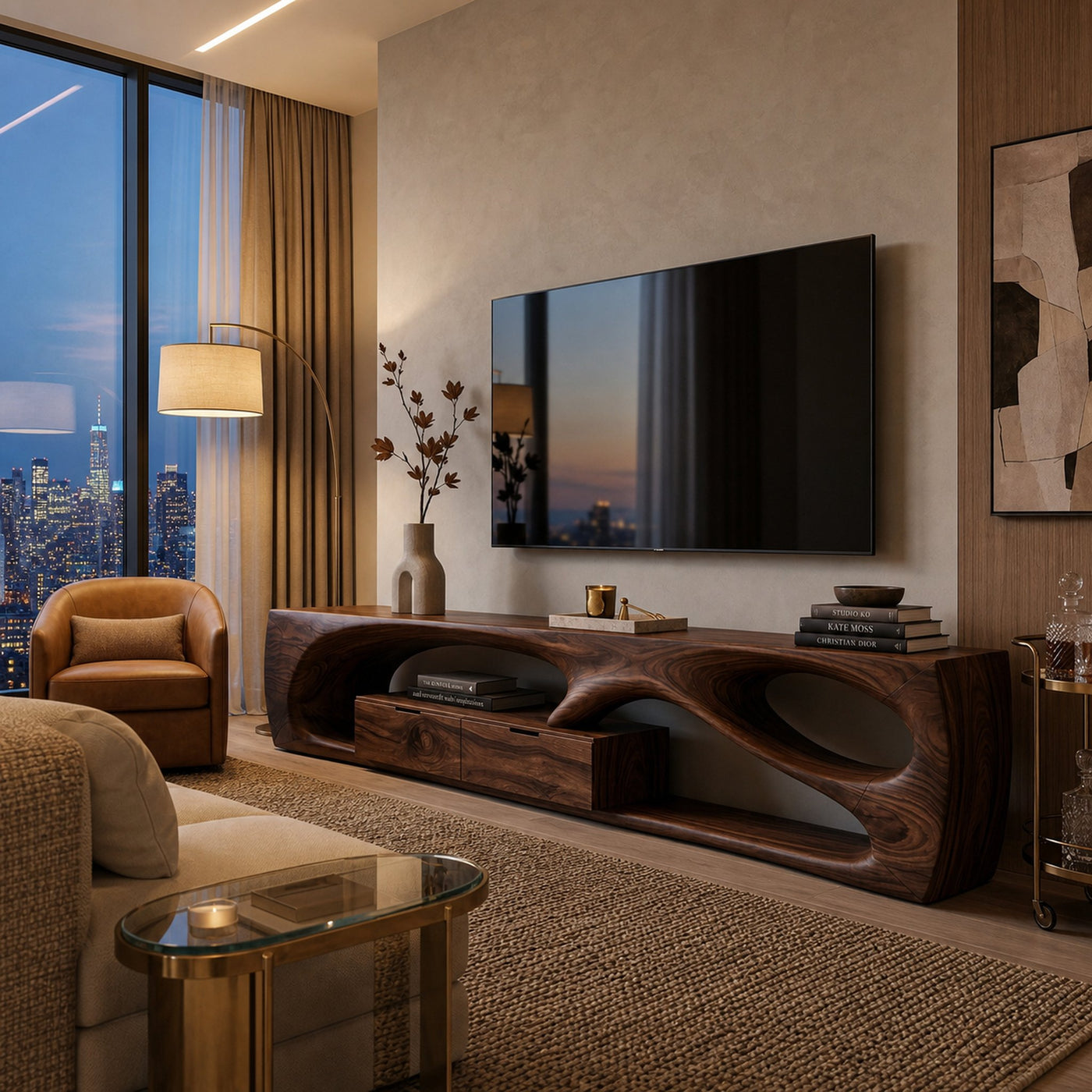 Modern Sculptural TV Console For Holiday Decoration - product view 7