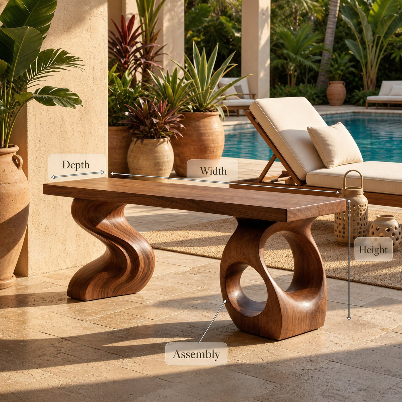 Modern Sculptural Twisted Base Bench For Living Interior Space - product view 8