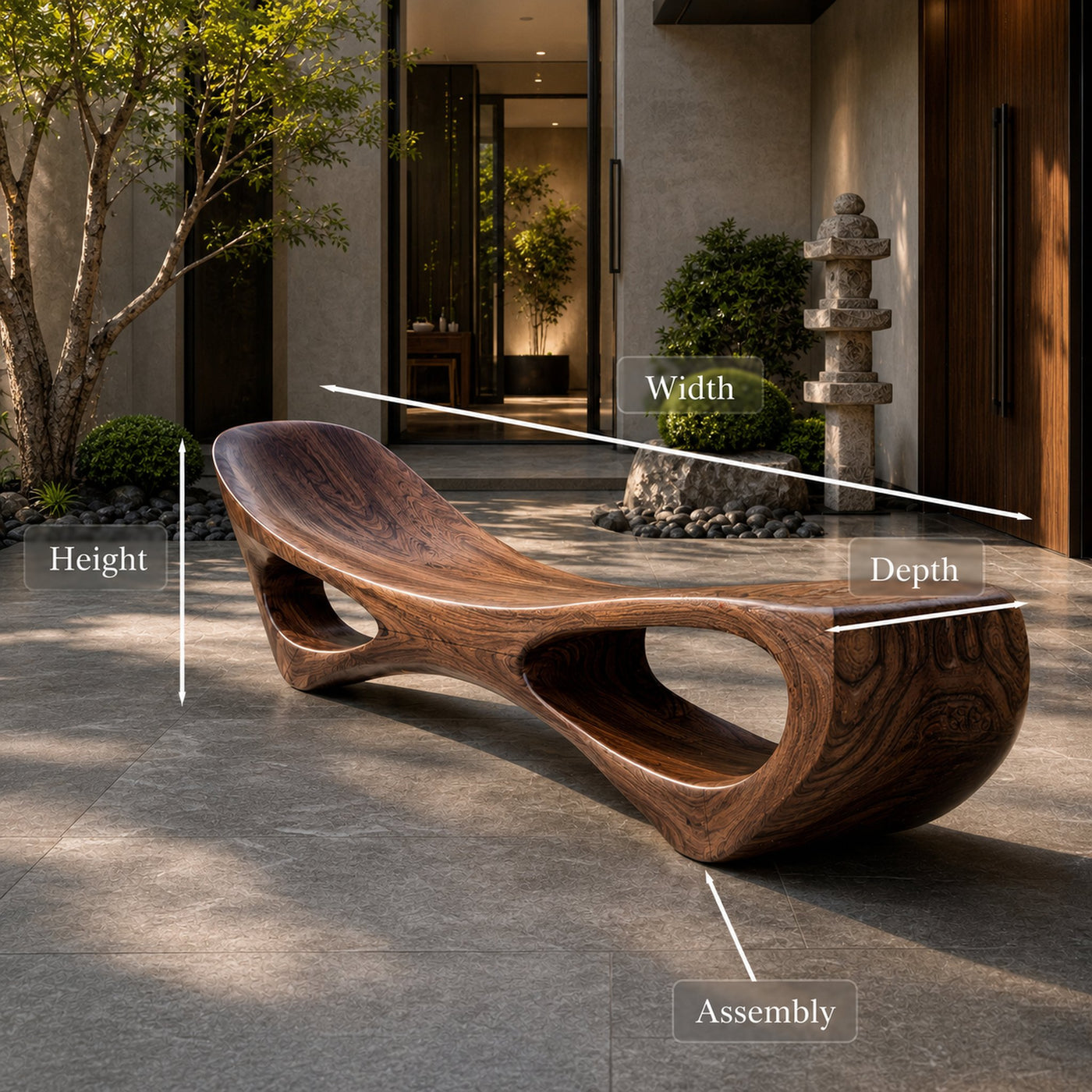 Modern Sculptural Wooden Bench For Luxury Interiors - product view 8