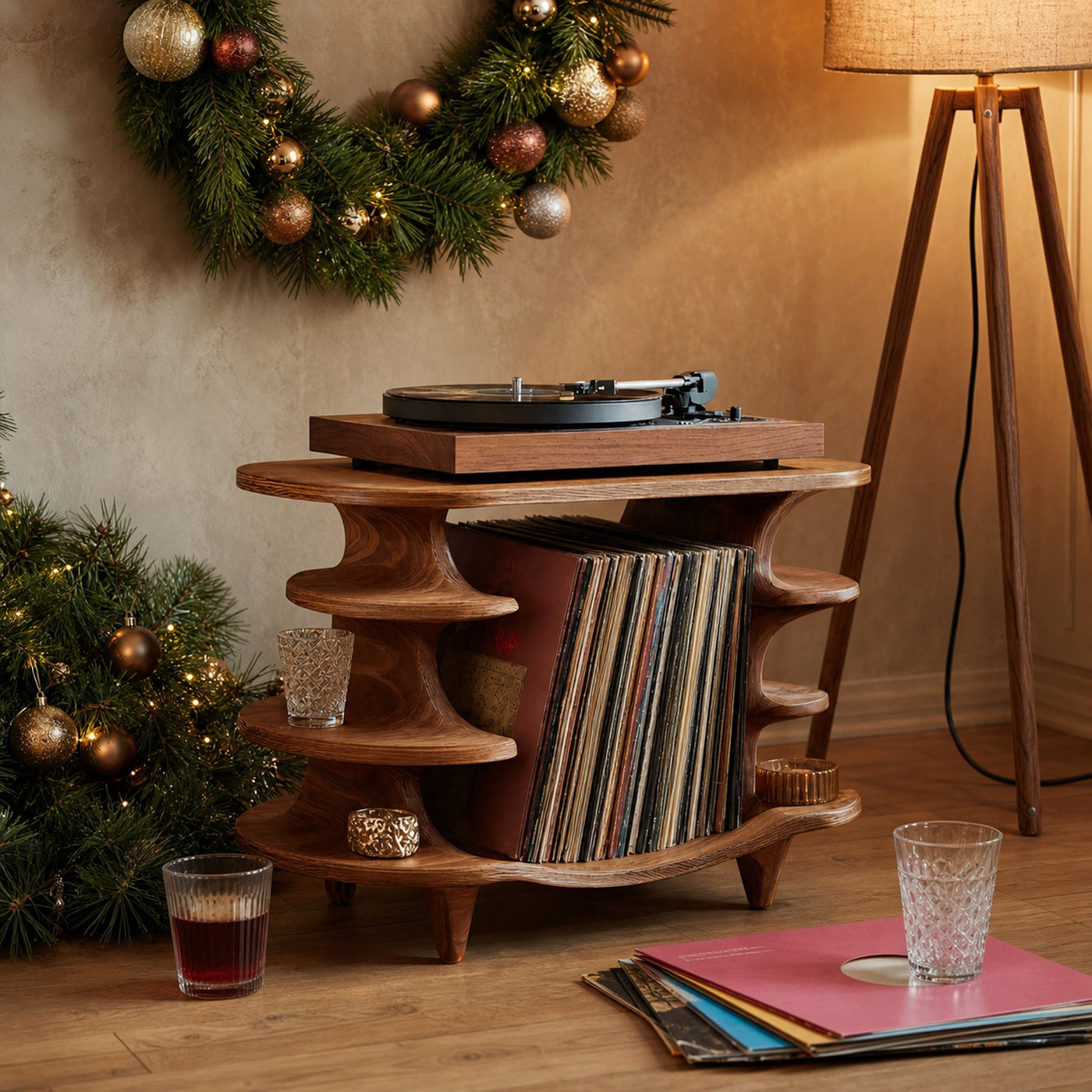 Modern Solid Wood Record Stand For Living Room Christmas - product view 6