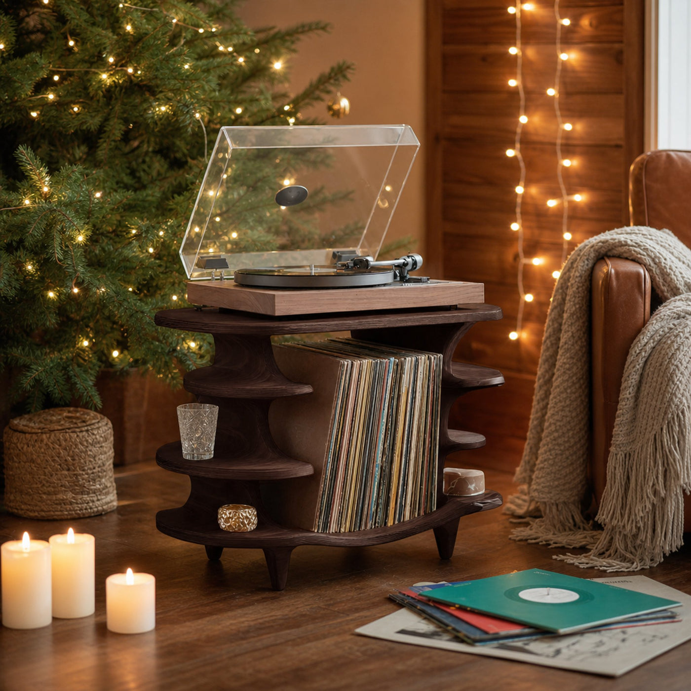 Modern Solid Wood Record Stand For Living Room Christmas - product view 7