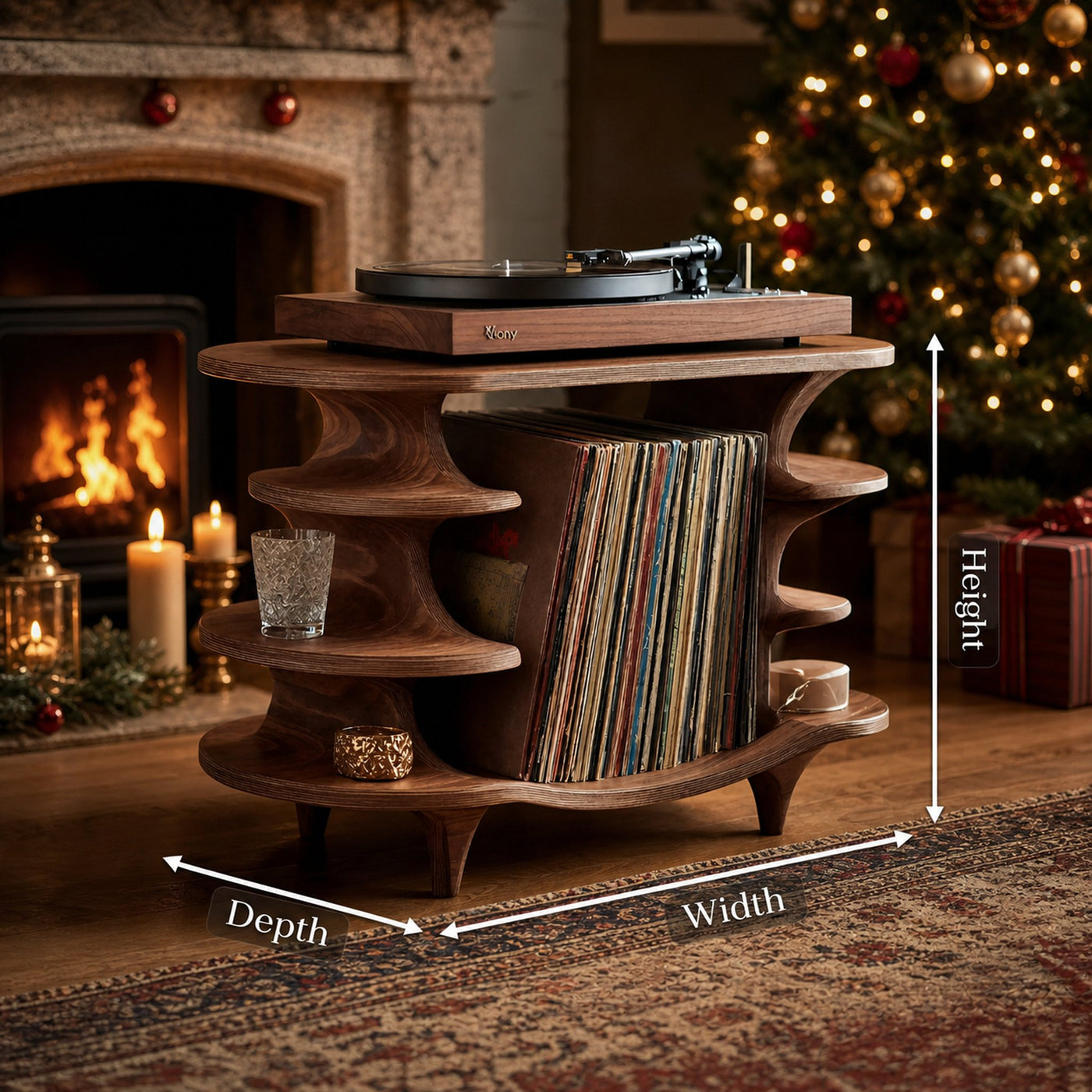 Modern Solid Wood Record Stand For Living Room Christmas - product view 8