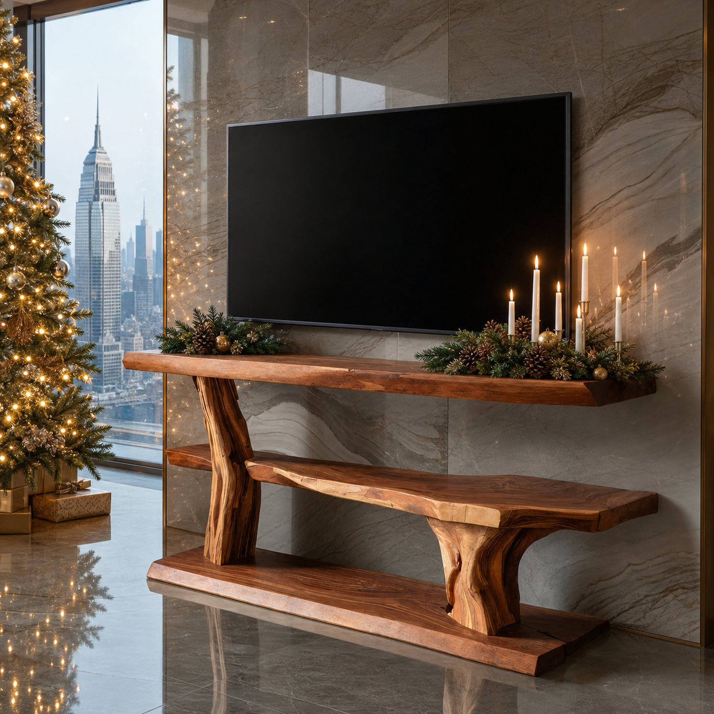 Modern Solid Wood TV Console For Christmas Living Room Decor - product view 6