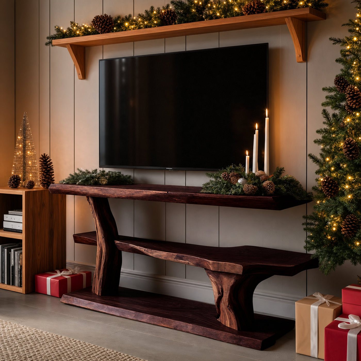 Modern Solid Wood TV Console For Christmas Living Room Decor - product view 7