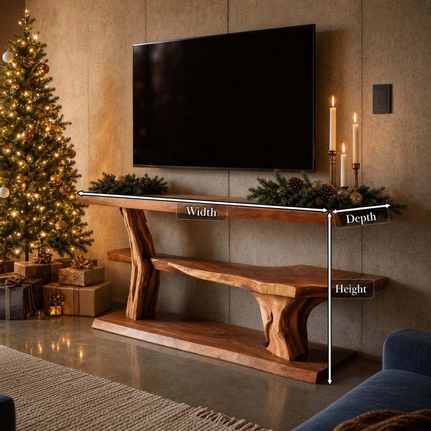 Modern Solid Wood TV Console For Christmas Living Room Decor - product view 8