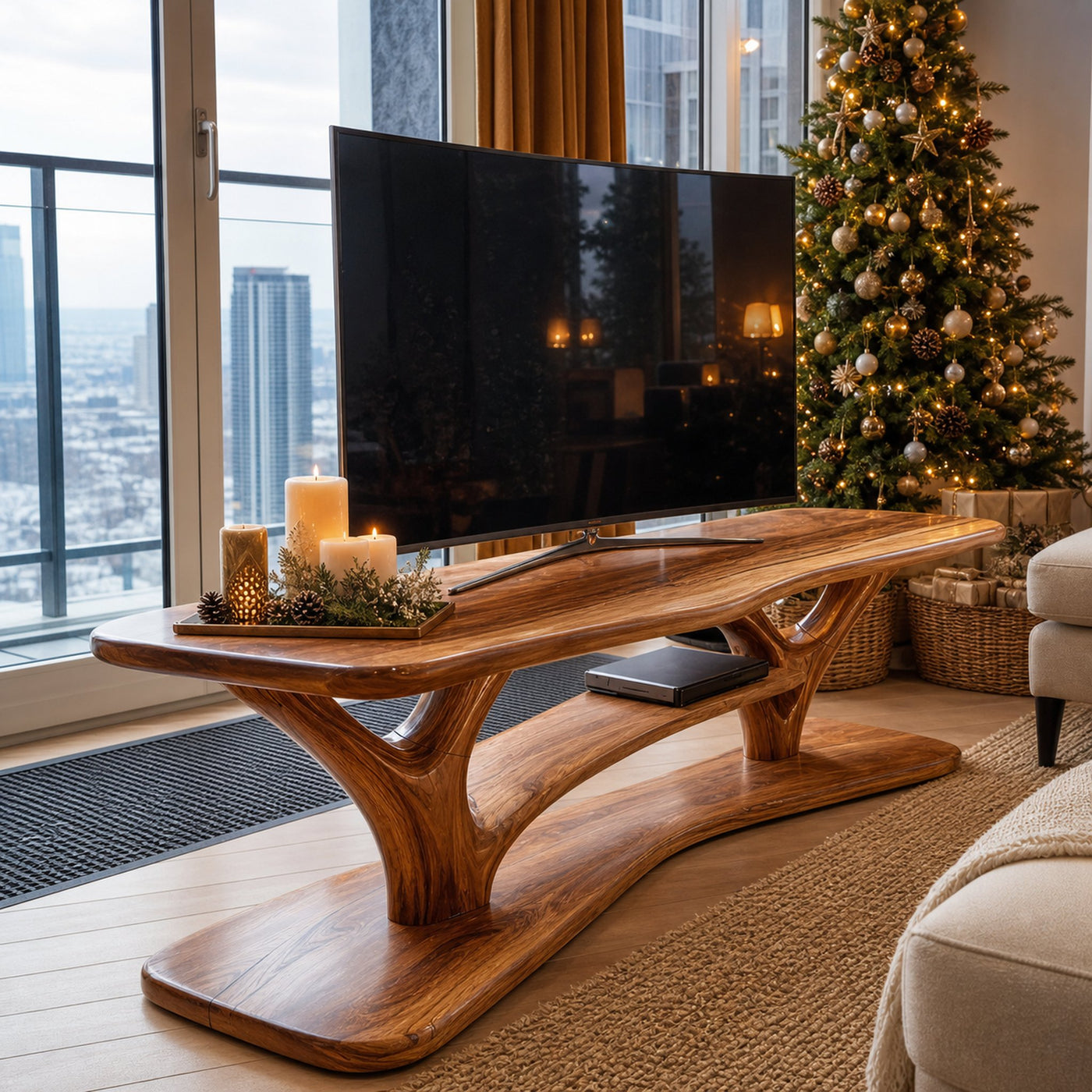 Modern Solid Wood TV Console For Festive Entryway Design - product view 6