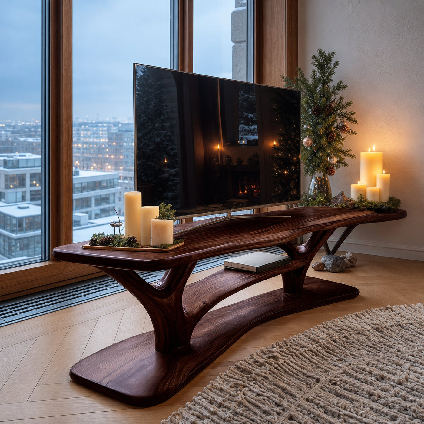 Modern Solid Wood TV Console For Festive Entryway Design - product view 7