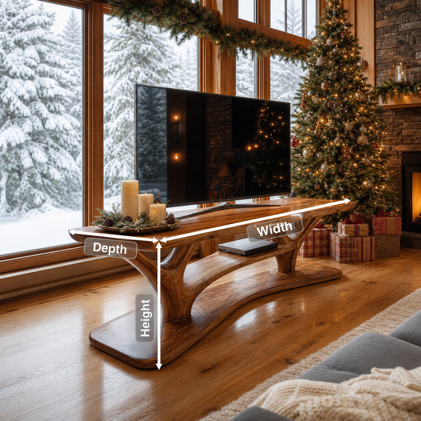 Modern Solid Wood TV Console For Festive Entryway Design - product view 8