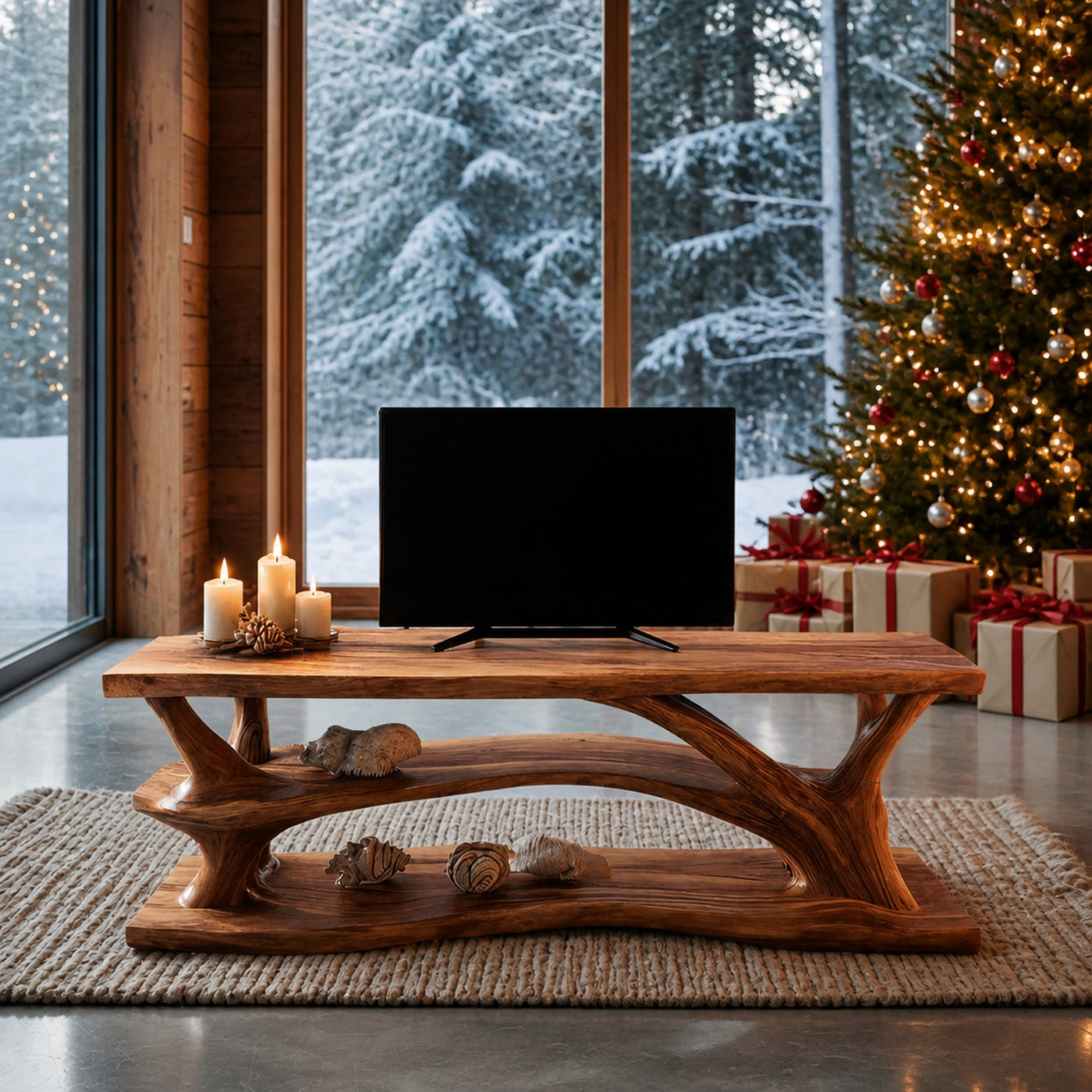 Modern Solid Wood TV Console For Winter Home Decoration - product view 6