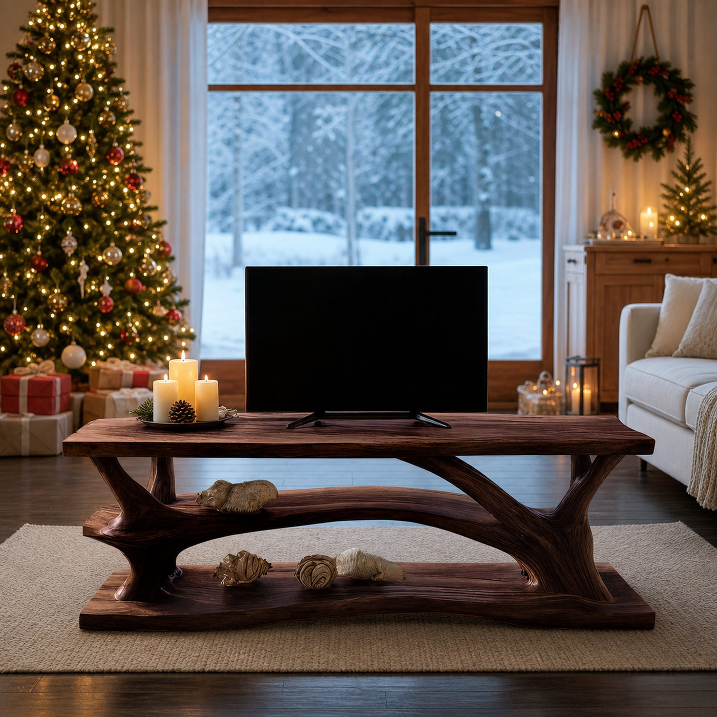 Modern Solid Wood TV Console For Winter Home Decoration - product view 7
