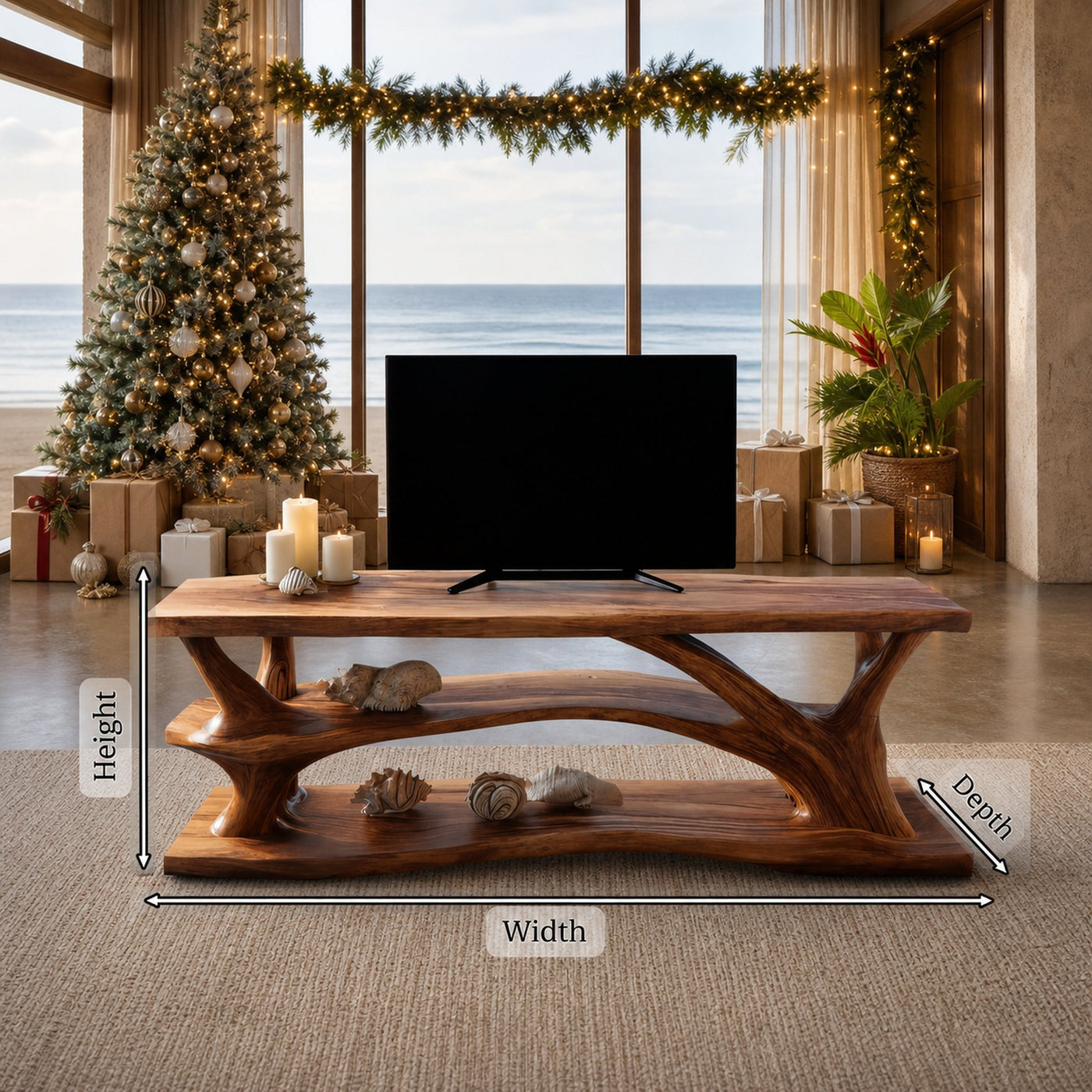 Modern Solid Wood TV Console For Winter Home Decoration - product view 8