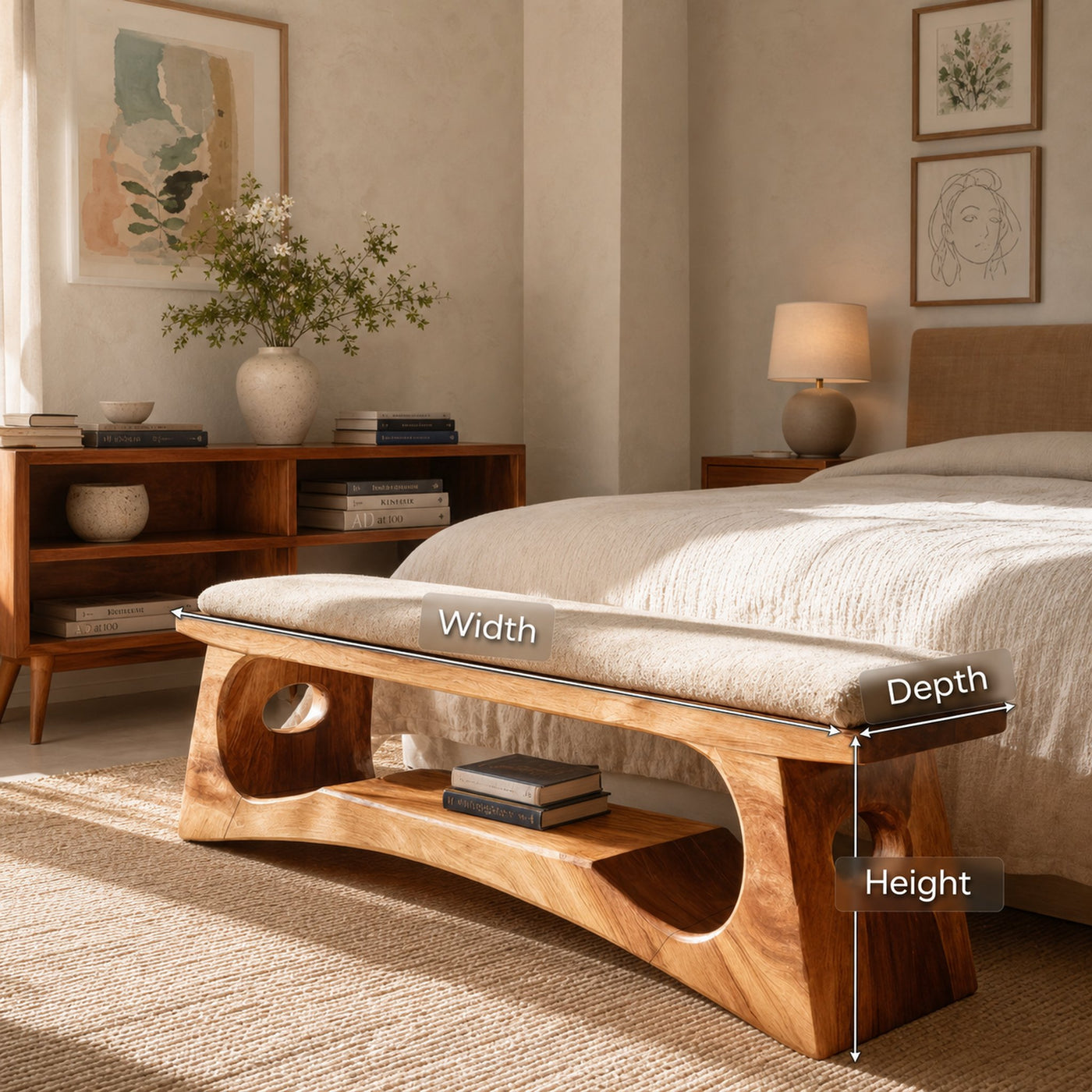 Modern Wooden Bench For Natural Bedroom Decor - product view 7