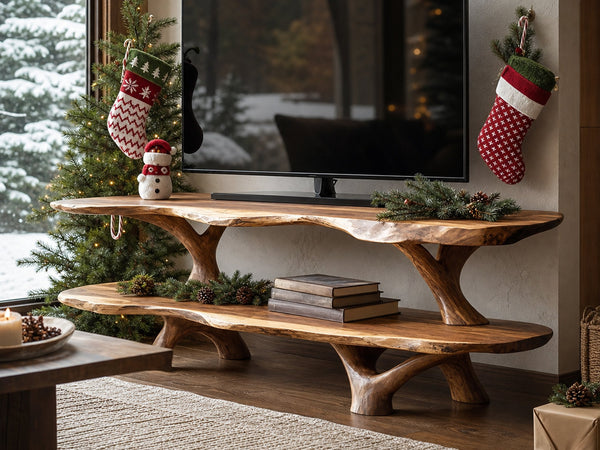 Modern Wooden Live Edge TV Console For Christmas Entryway Furniture