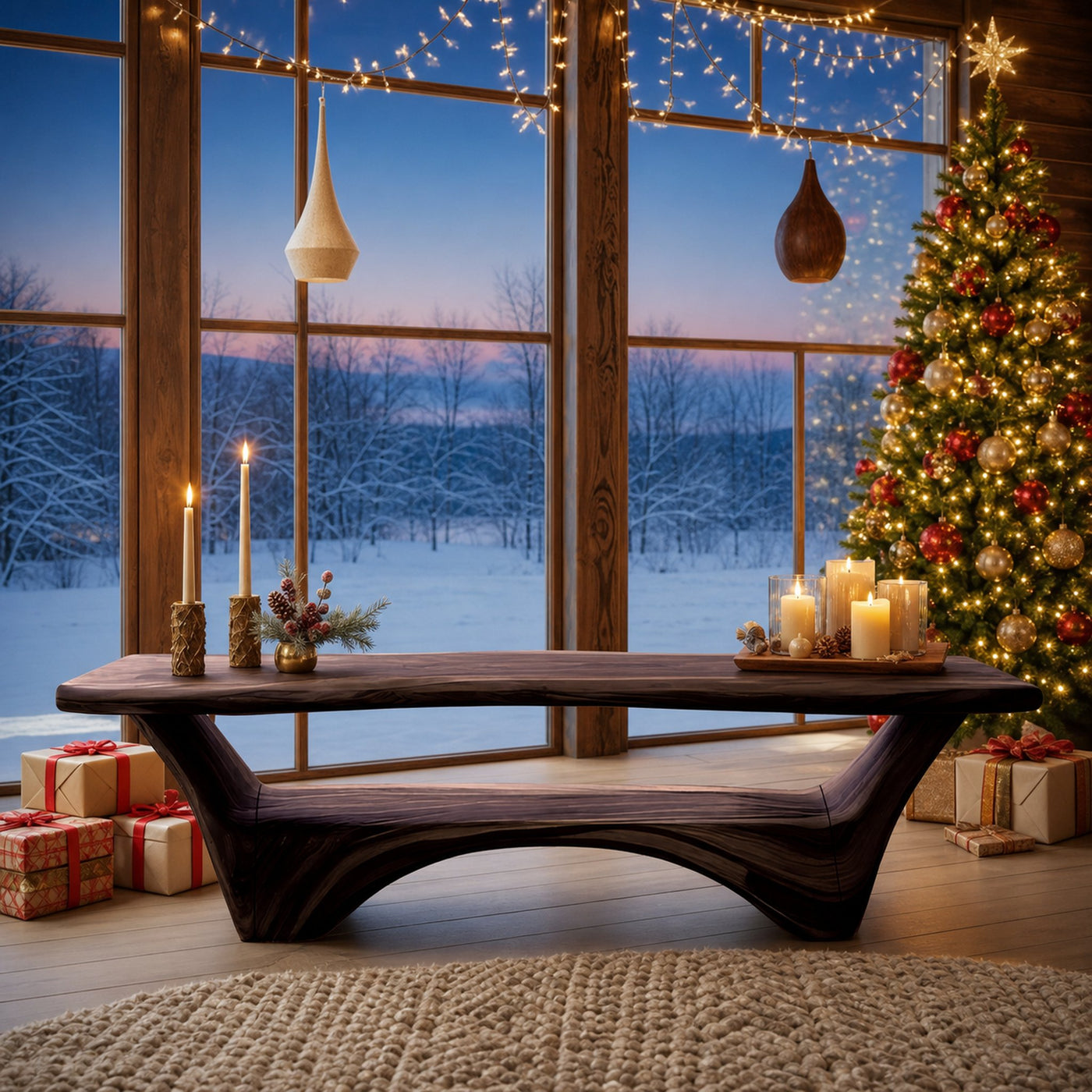 Modern Wooden Live Edge TV Console For Holiday Decor Ideas - product view 7