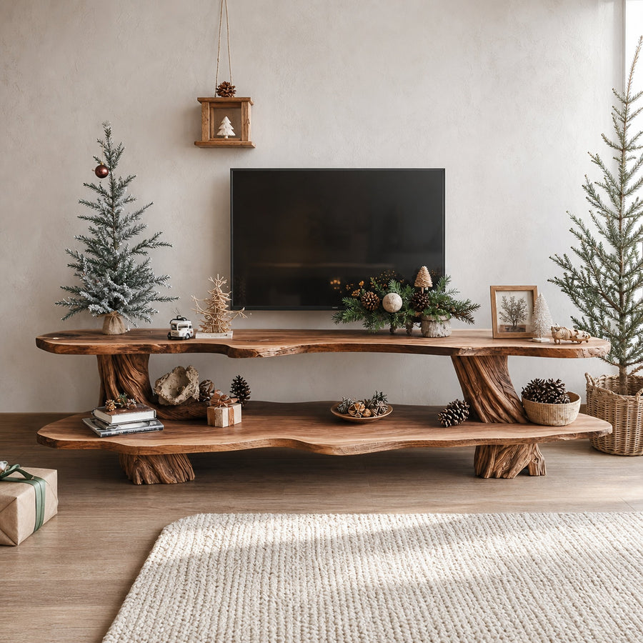 Modern Wooden Live Edge TV Console For Holiday Furniture Decor