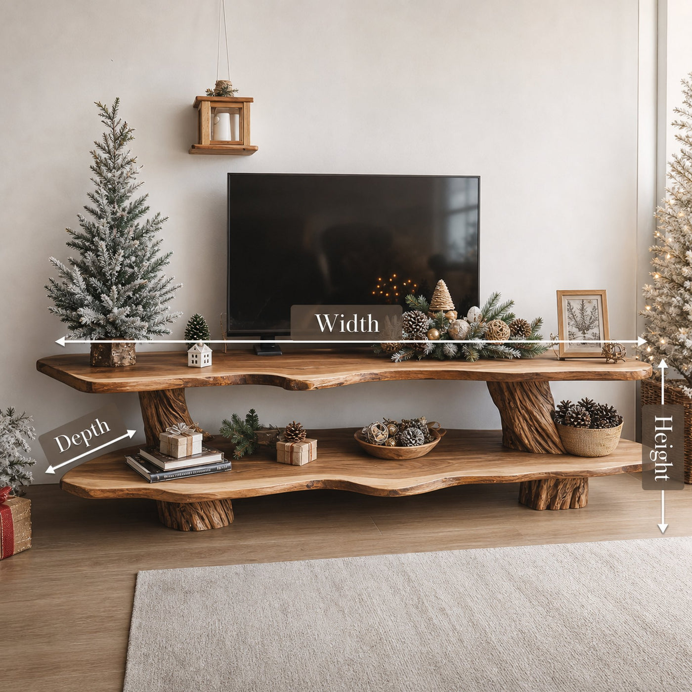 Modern Wooden Live Edge TV Console For Holiday Furniture Decor - product view 8