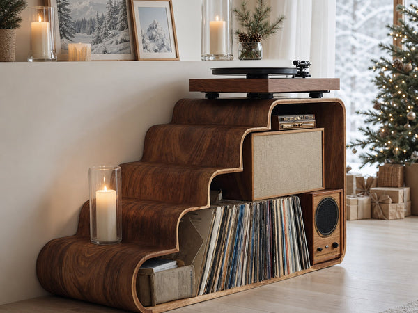 Modern Wooden Record Stand For Bedroom Christmas Decoration