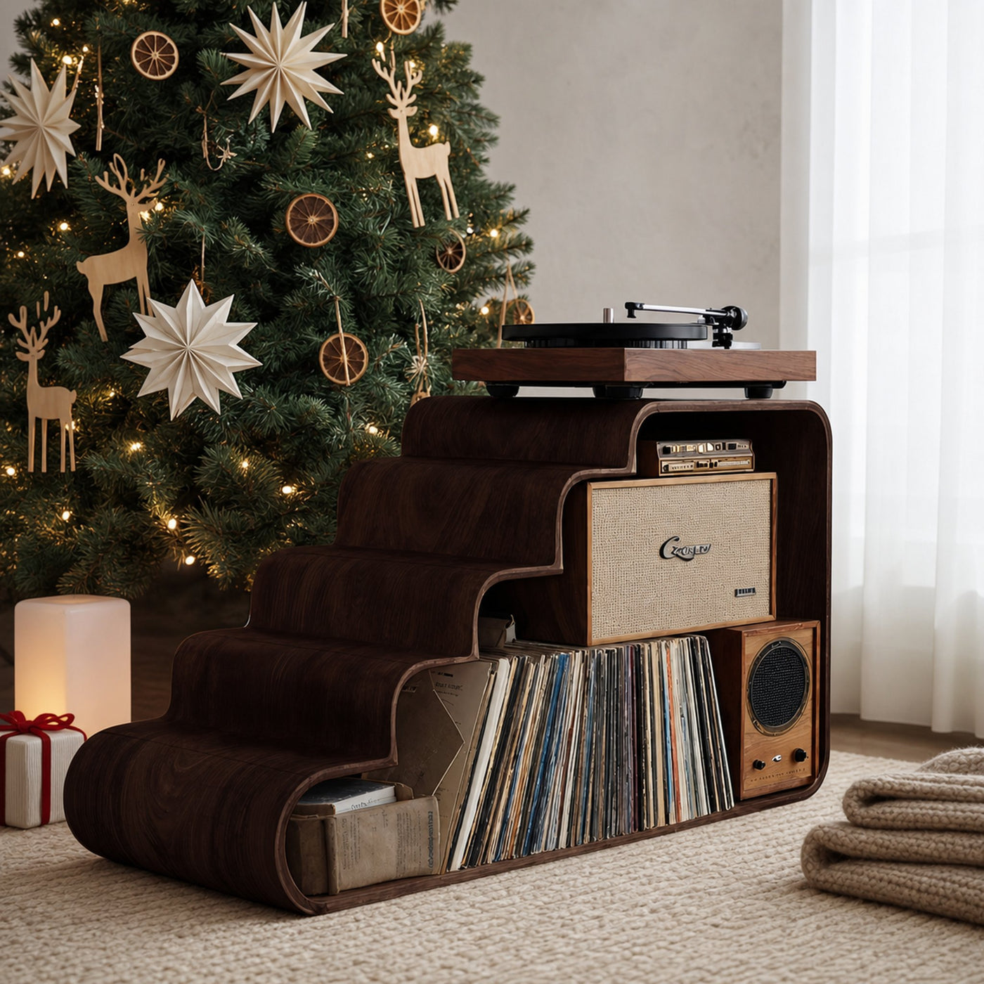 Modern Wooden Record Stand For Bedroom Christmas Decoration - product view 7