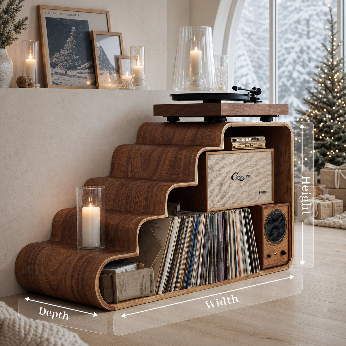 Modern Wooden Record Stand For Bedroom Christmas Decoration - product view 8